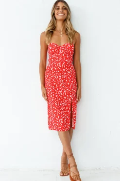 Waiting For Spring Midi Dress Red