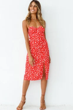 Waiting For Spring Midi Dress Red