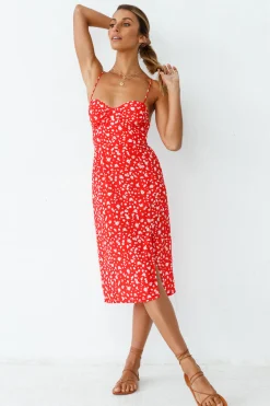 Waiting For Spring Midi Dress Red