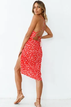 Waiting For Spring Midi Dress Red