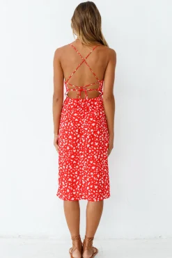 Waiting For Spring Midi Dress Red