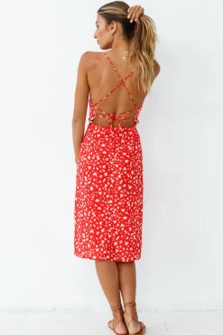 Waiting For Spring Midi Dress Red