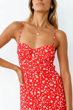 Waiting For Spring Midi Dress Red