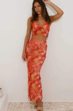 Waiting On You Maxi Skirt Orange