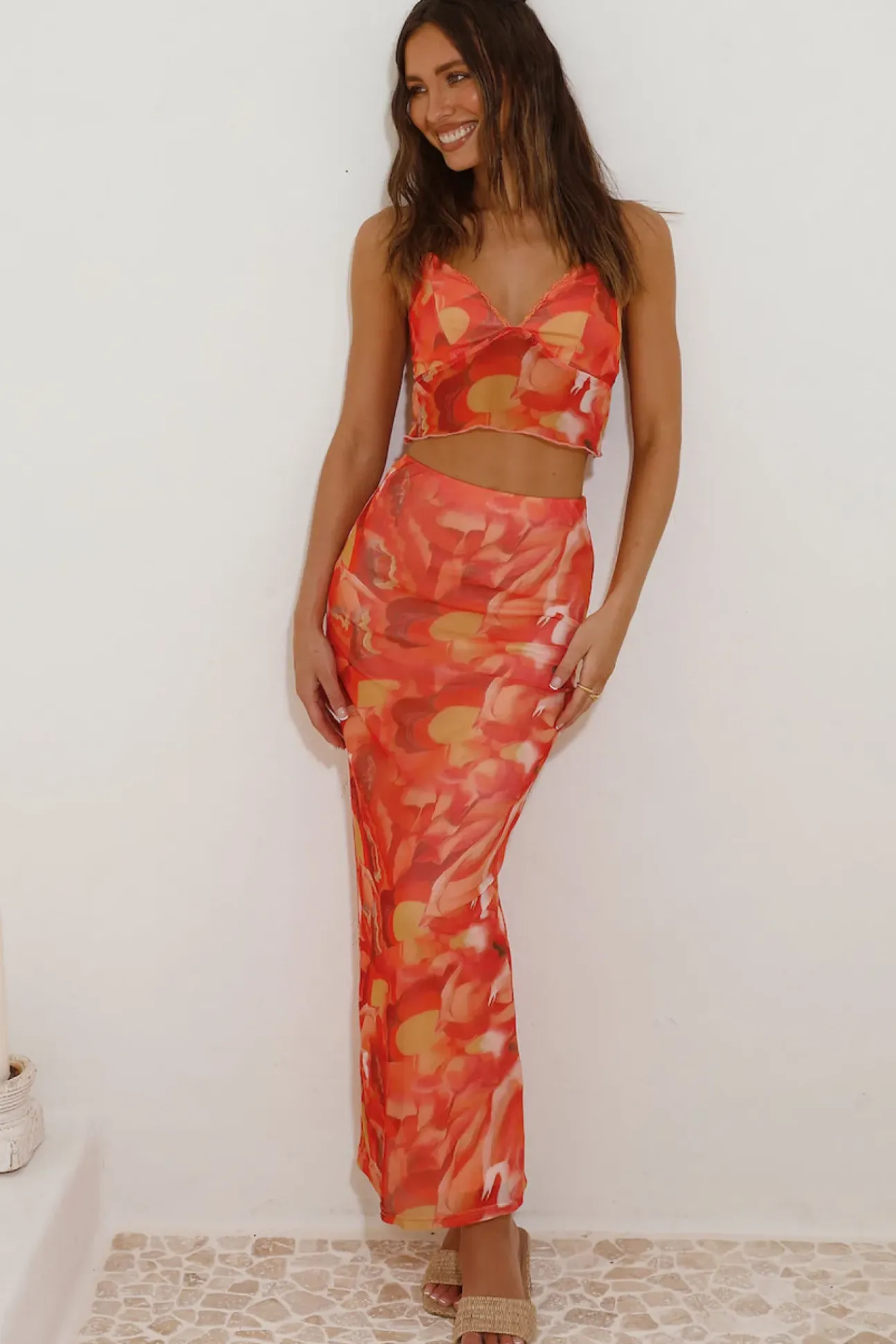 Waiting On You Maxi Skirt Orange
