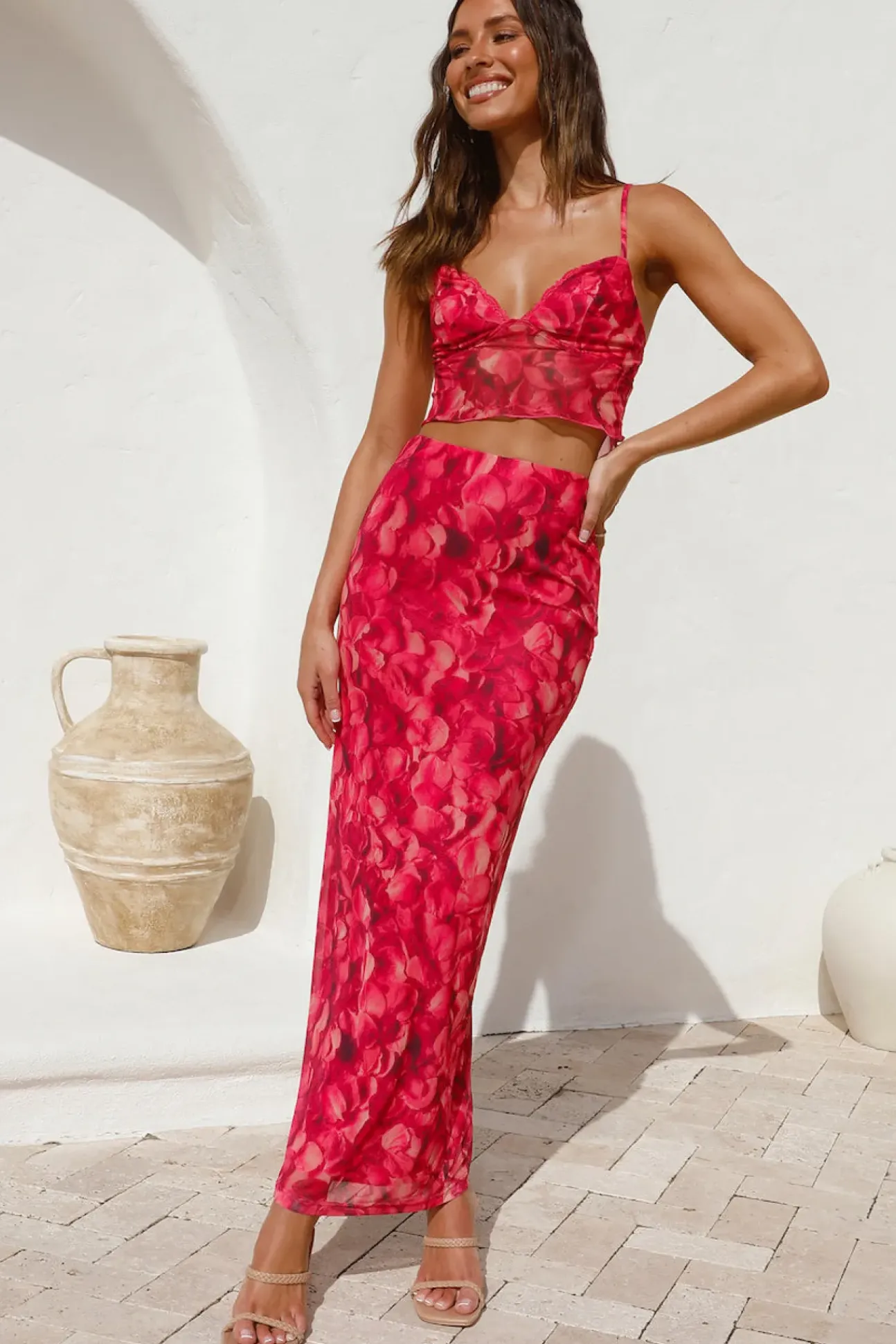 Waiting On You Maxi Skirt Red