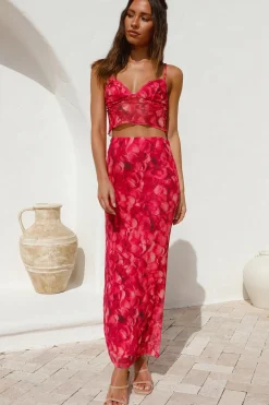Waiting On You Maxi Skirt Red