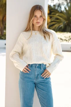 Warm Embrace Cable Knit Sweater Cream