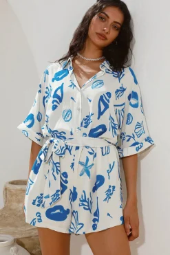 Where It Begins Romper Blue