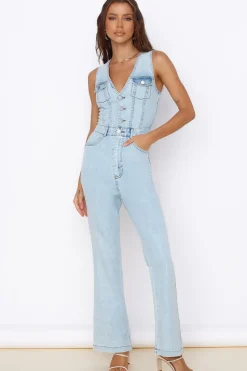 Wherever I Go Jumpsuit Blue Denim