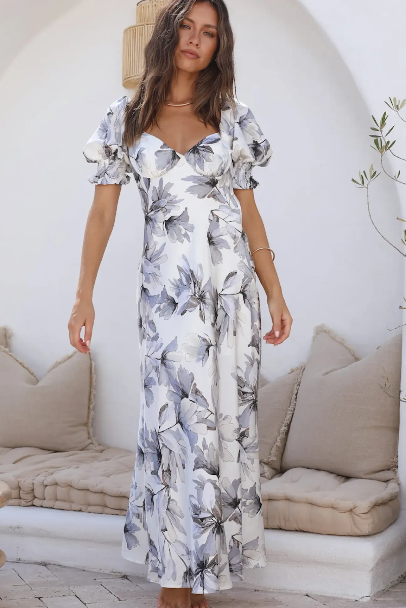 Whimsical Heart Maxi Dress Blue
