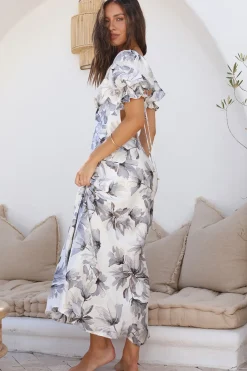 Whimsical Heart Maxi Dress Blue
