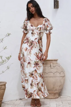 Whimsical Heart Maxi Dress Brown