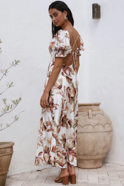 Whimsical Heart Maxi Dress Brown