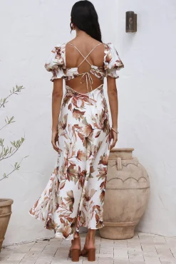 Whimsical Heart Maxi Dress Brown