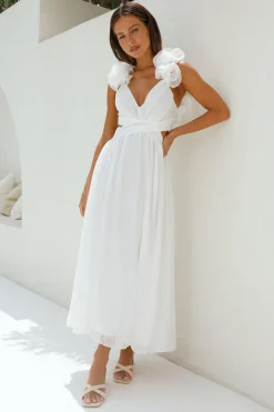 Whimsical Romance Midi Dress White