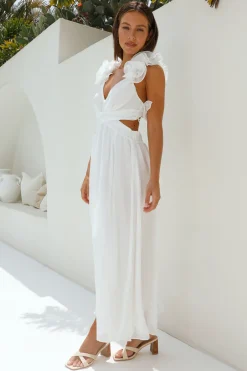 Whimsical Romance Midi Dress White