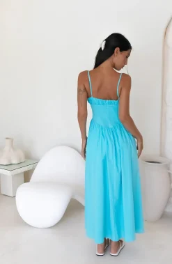 Whimsical Woods Maxi Dress Aqua