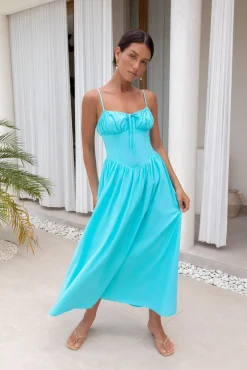 Whimsical Woods Maxi Dress Aqua