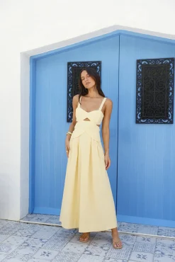 Wild Dahlia Maxi Dress Yellow