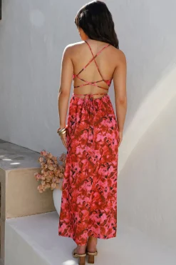 Wild Poppies Maxi Dress Pink