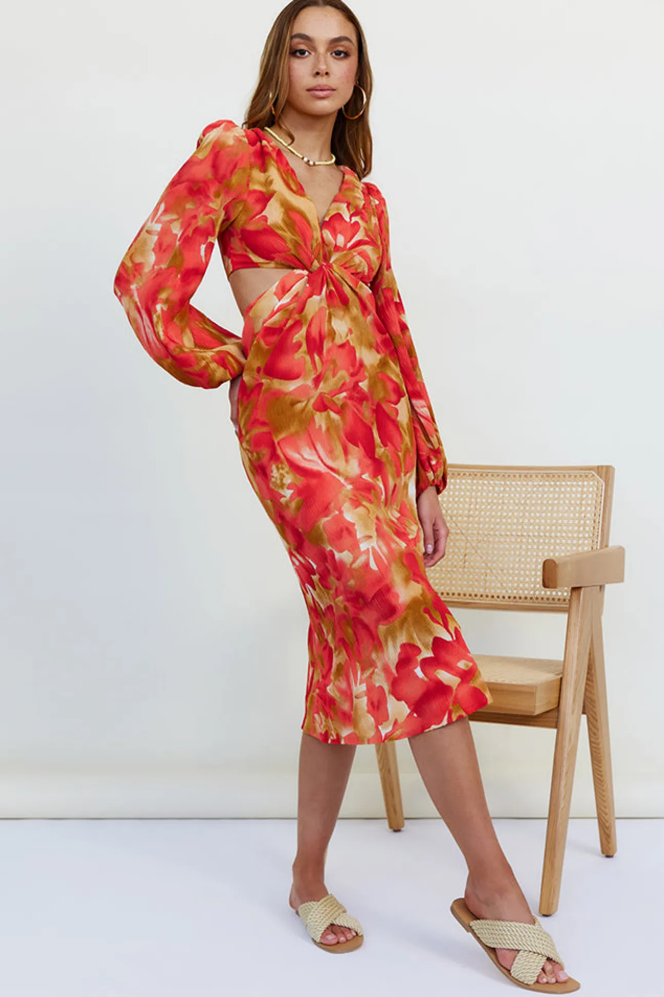 Wish On A Star Midi Dress Red
