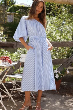 Writing In The Sky Midi Dress Blue