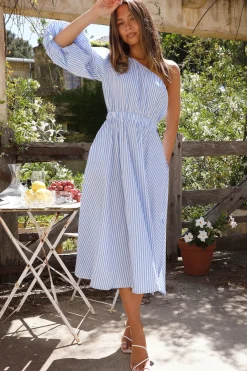 Writing In The Sky Midi Dress Blue