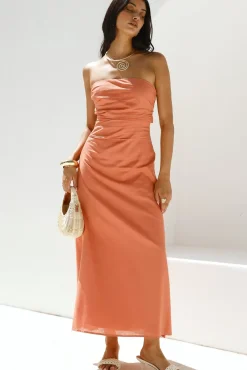 Yasmin Strapless Maxi Dress Coral