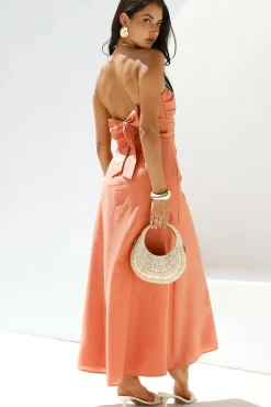 Yasmin Strapless Maxi Dress Coral