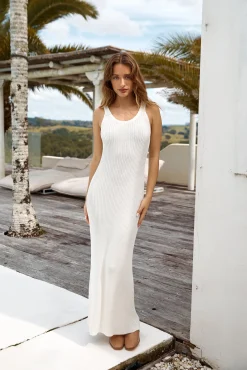 Youthful Glow Knit Maxi Dress White